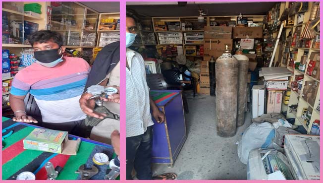 इसी दुकान से होती थी ऑक्सीजन  सिलेंडर की कालाबाजारी।